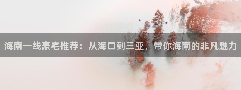 新宝5如何注册登录：海南一线豪宅推荐：从海口到三亚，带你海南